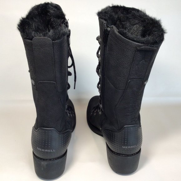 Merrell Winter Boots Black Leather Calf Height NEW - Picture 8 of 12